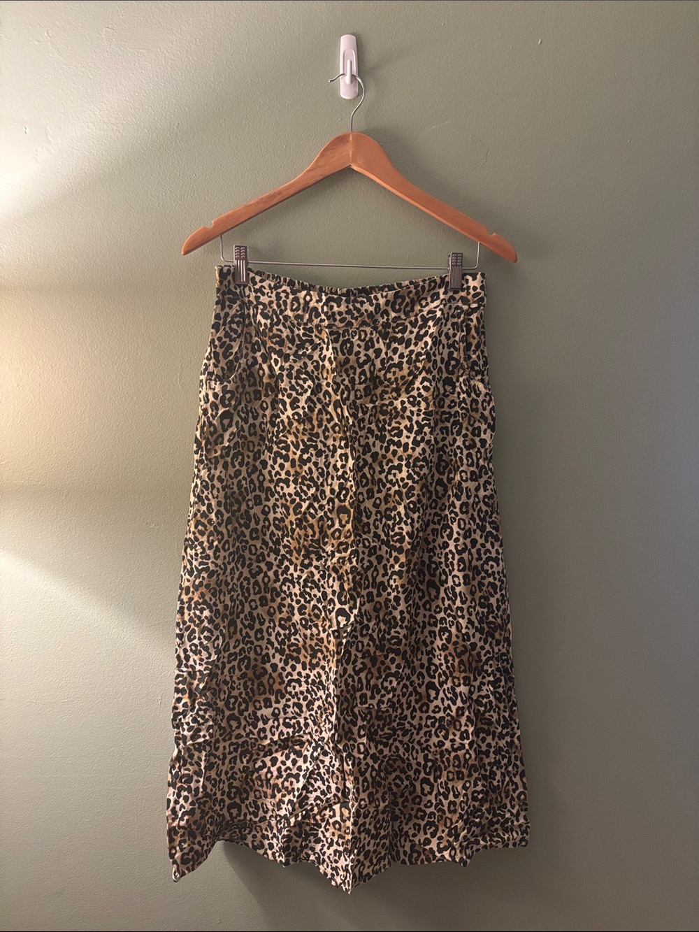 Leopard Print Midi Skirt - Tan/Black